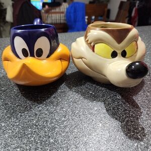 Character Mugs Set - Blue and Yellow, Brown and Cream